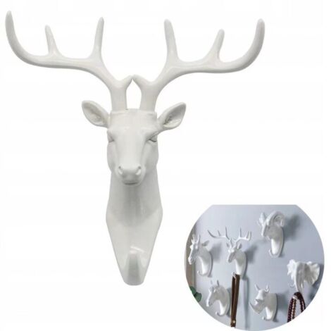 SABIR Crochet Mural en Forme d'animal Patère animal clé cerf blanc Matériau en résine