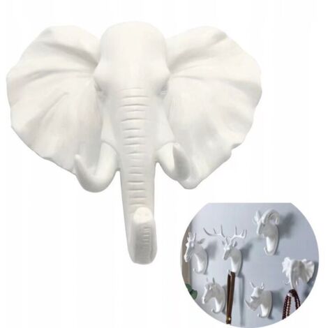 SABIR Crochet Mural en Forme d'animal Patère animal clé éléphant blanc Matériau en résine