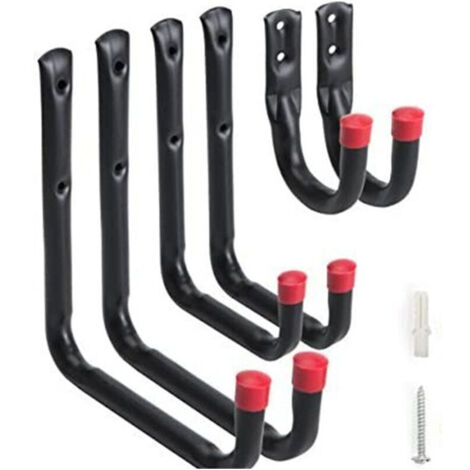 SABIR Crochet universel pour garage à usage général, 3 étagères de rangement murales multifonctions, crochet de porte, rangement d'outils en forme de U, support de montage pour cintre de jardin