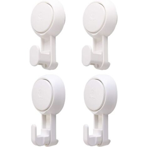SABIR Crochet Ventouse Lot de 4 Crochet Mural sans Perçage & Réutilisable 1 Seconde d'Installation Rotation à 360° Charge 5KG Impérable Organisateur pour Carrelage Paroi de la Douche Salle de Bain