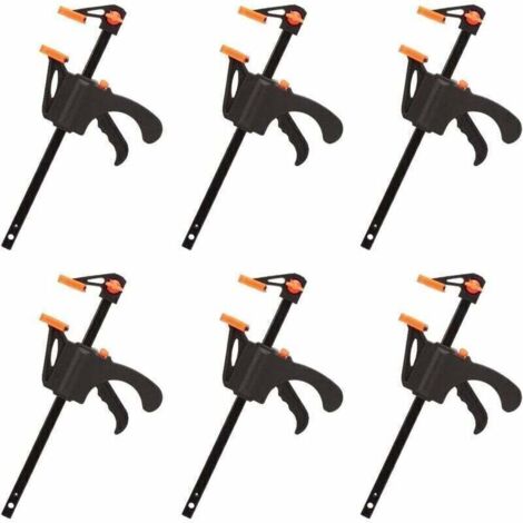SABIR Déstockage Lot de 6 Serre-joints en Forme de F, Serre Joint avec Serrage Rapide et Facile, Outils à Main pour Menuiserie, Porte en Bois(4pouces),de