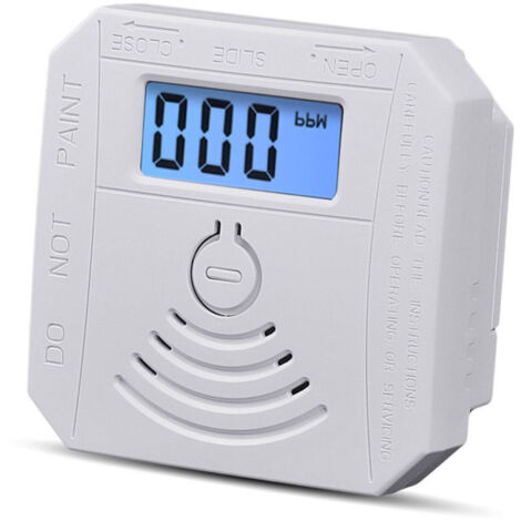 SABIR Détecteur fuites monoxyde de carbone capteur électrochimique, affichage LCD 3 chiffres, alarme sonore et lumineuse, indicateurs LED, auto-test panne, rappel batterie faible, fonctions mémoire,de
