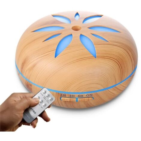 SABIR Diffuseur d'huiles essentielles 550 ML,diffuseur d'arôme humidificateur à ultrasons + lumière LED 7 Couleurs, télécommande, pour la Maison, Yoga,Spa
