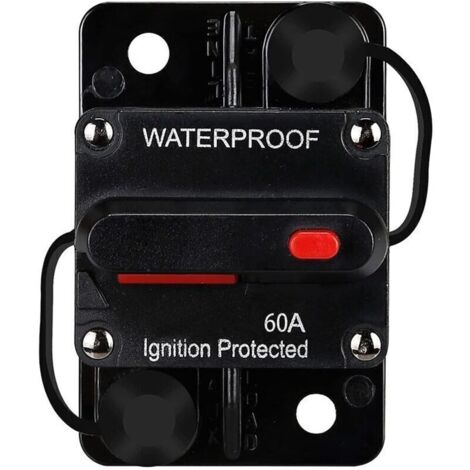 SABIR Disjoncteur éTanche, avec RéInitialisation Manuelle, 12V-48V DC, 60A, pour la Protection de L'Alimentation Du Bateau des Moteurs de PêChe à la TraîNe Marine de Voiture
