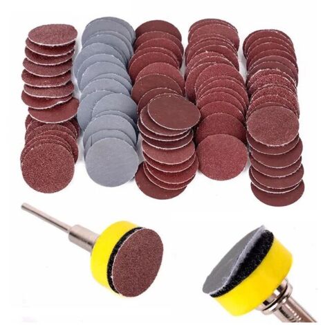 SABIR – Disques abrasifs 25mm – Lot de 100 pièces – Grains 100 à 3000 – Pour polissage métal, bois, céramique – Compatible outil rotatif