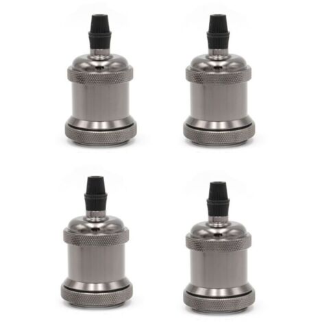 SABIR Douille de douille E27 vintage. 4 socle de lampe à douille de plafond socle de lampe rétro support de lampe suspendu adaptateur de lampe suspendu accessoires de lampe. Noir
