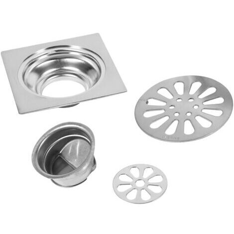 SABIR Drain de sol épais en acier inoxydable, carré Anti-odeur, couvercle de vidange de salle de bain, porte de douche (Type 3)