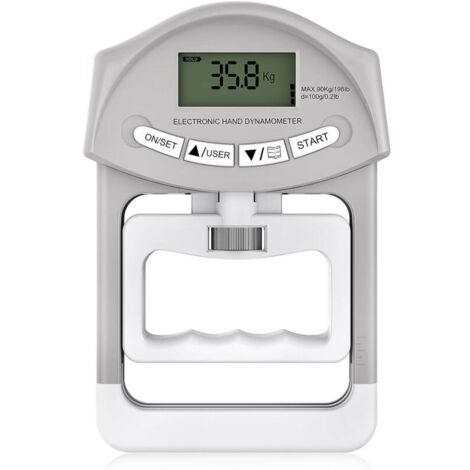 SABIR Dynamomètre à main électronique 90 kg / 200 lbs Capacité de préhension avec 19 jeux de disques individuels
