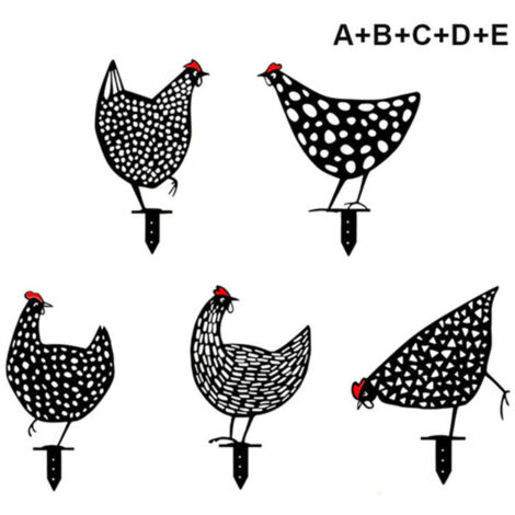 SABIR Ensemble de 5 poules réalistes-jardin décoration-décoration en forme de poulet-pelouse, chemin, trottoir, silhouette de cour de jardin