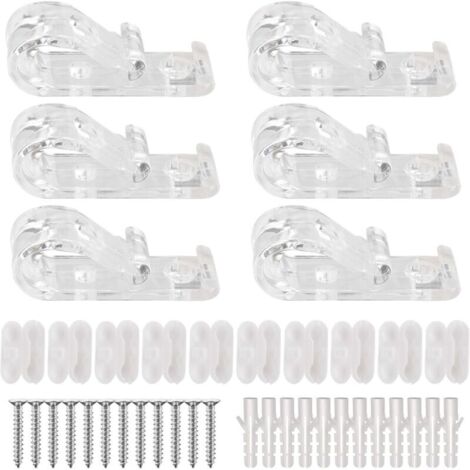 SABIR Ensemble de 6 clips en P transparents pour enfants avec 10 connecteurs de chaîne de persienne en plastique 12 vis + 12 poteaux en plastique pour le contrôle de la chaîne de persienne
