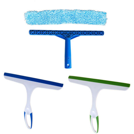 SABIR Fenêtre Set de 3 pièces Squeegegees et un laveur de vitres en microfibre, Combo de nettoyage de fenêtre, Essuie-glace de douche, laveuse nettoyeuse Wiper Squeegees pour miroir, sol, verre, salle