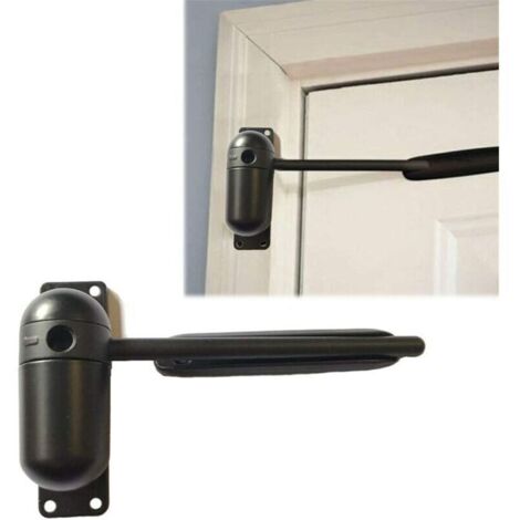 SABIR Ferme-porte, mini porte et moustiquaire ferme-porte, ferme-porte à ressort réglable automatique monté en surface (noir)