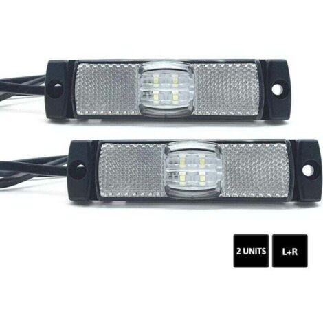 SABIR Feux de Gabarit Led 2 PCs Feu d’Encombrement Blanc 12V/24V = 0,04A/0,04A Feu Étanche Feux Led Voiture Exterieur pour Feux de Remorque Led, Camping Car Accessoires, Camion,de