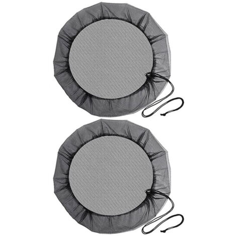 SABIR Filet de Baril de Pluie, 2 Pièces Filet de Protection avec Cordon de Serrage, Couverture Anti-Moustique & Animaux pour Récupérateur deau de Pluie (Diamètre 95 cm)