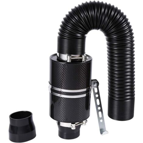 SABIR Filtre à air d'admission, Voiture Universelle 3"Filtre à air Froid en Fibre de Carbone Kit de Tuyau d'admission Dynamique Inclus pour Tuyau d'induction noir