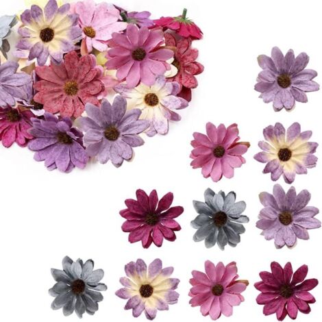 SABIR Fleur Artificielle 50 Pièces Marguerite Artificielle Têtes Petite Fleur Artificielle Decoration Gerbera Fleurs Décoration Fausse Fleur Decoration Fleur Artificielle Deco Maison pour DIY Fête 6cm