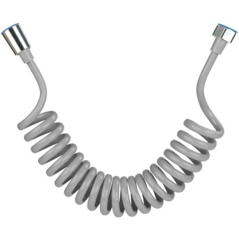 SABIR Flexible de douche,Tuyau de douche en mousse avec bouchon en cuivre, tuyau à ressort télescopique, flexible rétractable pour douchette, WC et bidet(3M Gris)