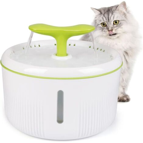 SABIR Fontaine à Eau pour Chat, 2L Distributeur Eau pour Chat, Fontaine Chat Automatique avec Lumière LED, Fenêtre de Niveau d'eau et Filtre à Charbon Actif, Ultra Silencieuse—