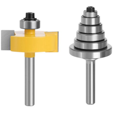 SABIR Fraise à feuillure à tige de 8 mm avec 6 roulements pour plusieurs profondeurs 28,6 mm 22,2 mm 19,05 mm 15,9 mm 12,7 mm 9,52 mm Outil de menuiserie