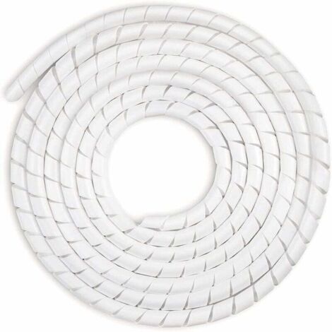 SABIR Gaine Spirale Flexible Universel 6mm, Kit de Câble Rangement 1 pack de Tube d'Enroulement de Câble en Spirale pour Protéger le Câble d'Antenne TV/PC/USB/Télé/AUX- (16m), Blanc（6mm，16m）