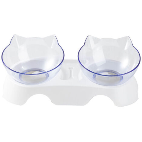 SABIR Gamelles doubles pour chat, gamelle orthopédique pour animaux de compagnie anti-vomissements, gamelle pour chien Kitty's Gamelle à eau, bol incliné pour chat protège la colonne vertébrale, bol i