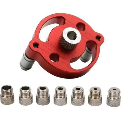 SABIR Guide de perçage, gabarit de centrage vertical pour tourillons, douilles de perçage 3/4/5/6/7/8/9/10 mm, outil de perçage manuel pour le travail du bois (rouge)