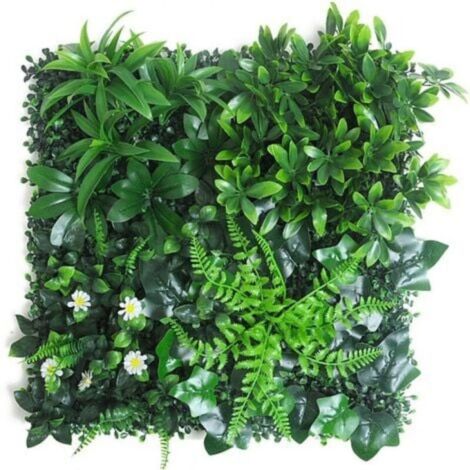 SABIR Haie végétale artificielle 50x50 cm Plastique Feuillage réaliste Brise-vue décoratif pour jardins et terrasses