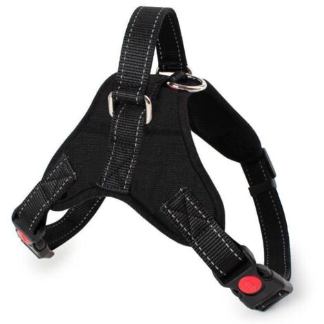 SABIR Harnais anti-traction pour chien, confort respirant réglable, laisse incluse, pour petits chiens de taille moyenne à grande taille, idéal pour l'entraînement et la marche M Noir
