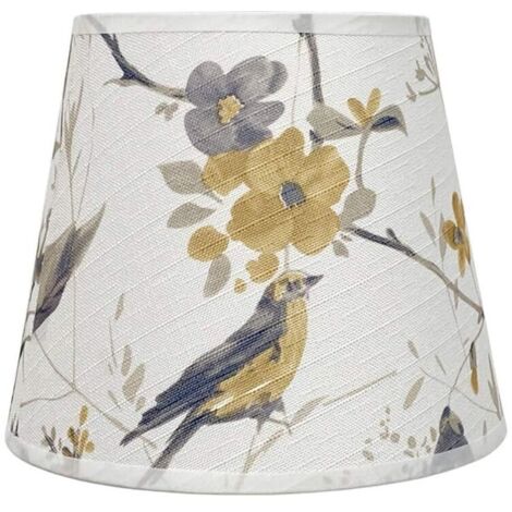 SABIR Haut 6 x H 6,5 x Bas 8,5 pouces E27 Abat-jour de lampe de table fait main Abat-jour tambour Abat-jour oiseau