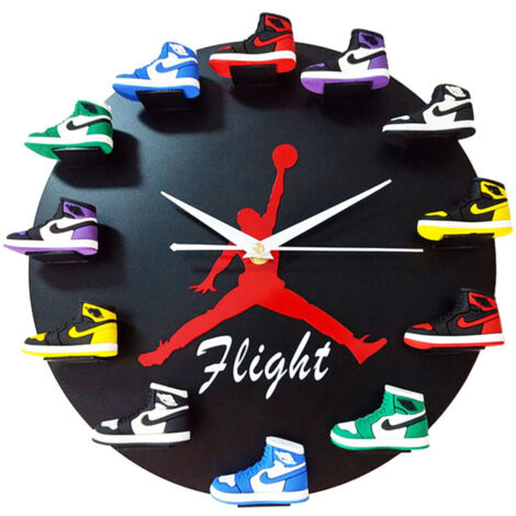SABIR Horloge AJ, fournitures de basket-ball, moule de chaussure tridimensionnel 3D, horloge murale génération AJ1-12, petites chaussures d'aviateur, horloge Jordan