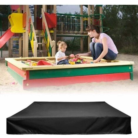 SABIR Housse de bac à Sable avec Cordon de Serrage, Bâche bac à Sable, 420D Oxford, 120x120cm, Bache de Protection étanche et Anti-Poussière pour Bac à Sable, Piscine, Jardin (120, Noir)..