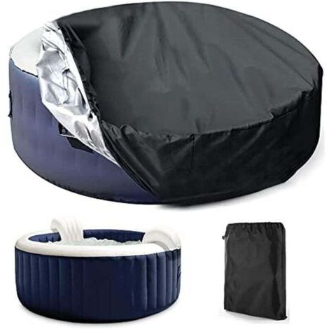 SABIR Housse de protection pour spa circulaire 210x90 cm – Tissu Oxford 210D imperméable – Protection UV et intempéries – Installation facile