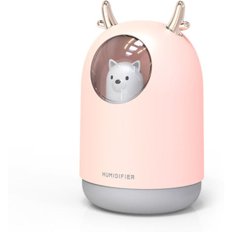 SABIR Humidificateur d'air bébé Chambre Ultrasonique Silencieux avec 7 Couleurs de Lumière 12 Hd'arrêt Automatique, 300 ml, Rose