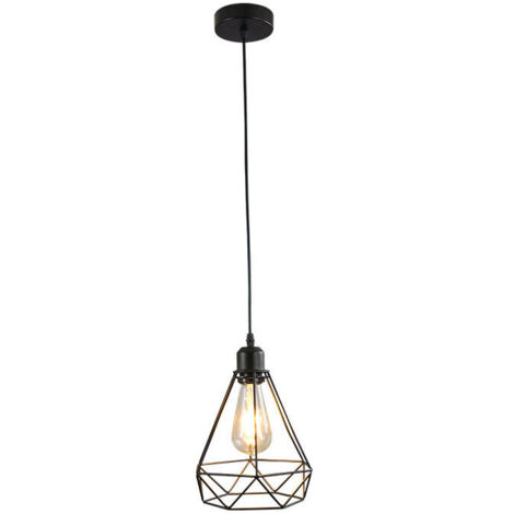SABIR Industriel Suspension Luminaire Rétro Lustre Plafonnier Vintage Noir Lampe Cage Éclairage de Plafond Abat-jour en Métal pour Restaurant Salon Chambre Cuisine Bar Couloir, (sans ampoule) [Classe 