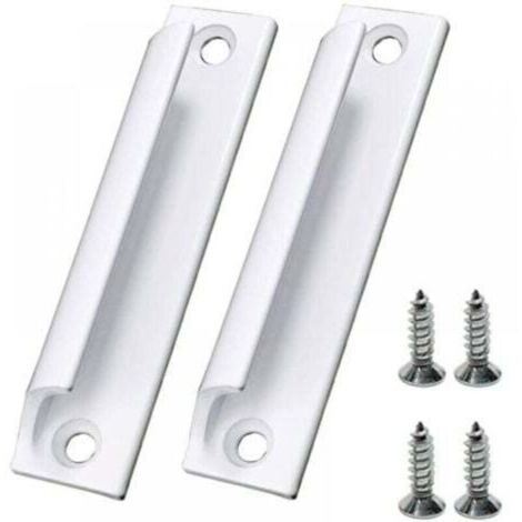 SABIR Jeu de 2 poignées de portes coulissantes blanches Poignées de fenêtre avec vis