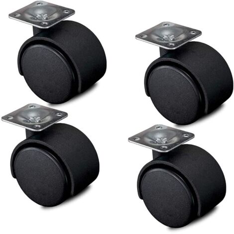 SABIR Jeu de 4 Roulettes pour meubles 40 mm - Roulettes de transport avec frein jusqu'à 100 kg - Roulettes pivotantes pour meubles d'intérieur - Roues à faible résistance au roulement，