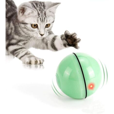 SABIR Jouet pour Chat, Balle de Jouets avec lumière LED, Rotation Automatique à 360 Degrés et Chargement USB Jouet Interactif pour Chat, pour Animaux Chien Chatons (Vert Clair)