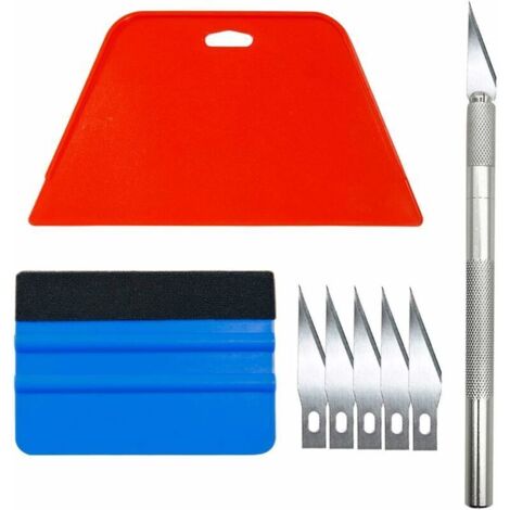 SABIR Kit Covering Outils de Film de Fenêtre de Voiture de Vinyle,Raclette pour Pose Adhesif,avec Squeegee au Silicone,avec Couteau Universel et des Lames