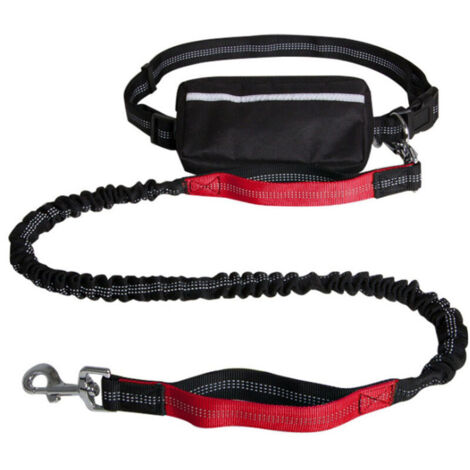 SABIR Laisse Chien pour Courir Laisse Mains Libres Chien Kit de Laisse de Chien Courir Laisse pour Chien Ceinture Laisse Anti Traction avec Sac Ceinture Poignée Couture(Rouge)