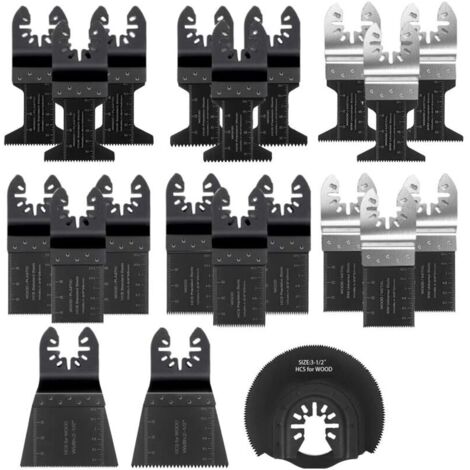 SABIR Lame de Scie Oscillante, 21PCS Mixte Outil Multi-Usage Kit, avec Accessoires de Universel Outil Multifonction Oscillant à Libération Rapide pour Coupe General Multi-Tool (Noir)