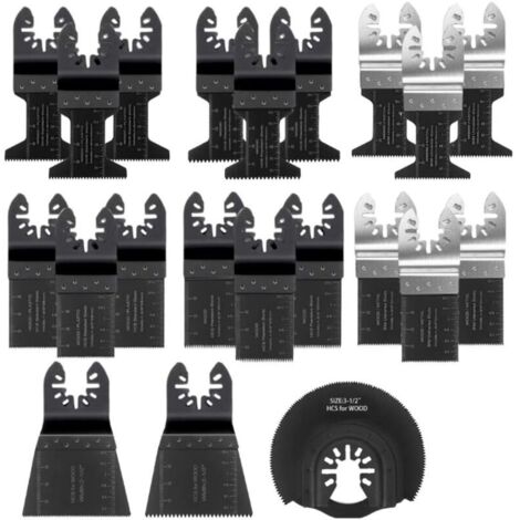 SABIR Lame de Scie Oscillante, 21PCS Mixte Outil Multi-Usage Kit, avec Accessoires de Universel Outil Multifonction Oscillant à Libération Rapide pour Coupe General Multi-Tool (Noir)