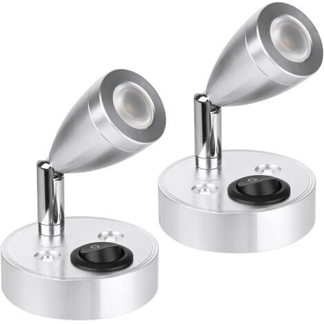 SABIR Lampe de lecture spot LED 12 V, 3 W pour intérieur de camping-car, lampe murale de chevet rotative à 180°, lumière chaude 3000 K pour camping-car, camping-car, caravane, bateau (2 pièces)-RAPAND