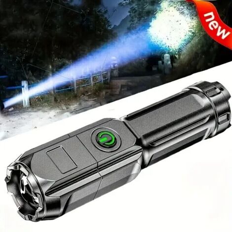 SABIR Lampe de poche Zoomable Super brillante, Portable, multifonctionnelle, Zoom télescopique pour usage domestique en extérieur, 1 pièce