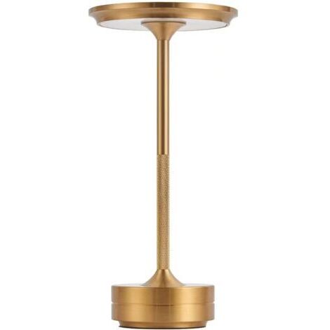 SABIR Lampe de table sans fil rechargeable à piles, batterie 2600 mAh, 3 modes de couleur, gradation continue avec toucher, lampe de bureau/lit/chambre d'enfant moderne (or)