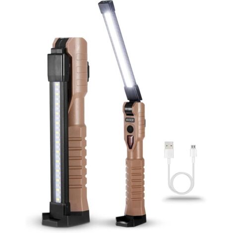 SABIR Lampe de travail rechargeable, lampe d'inspection LED COB magnétique avec 7 modes de fonctionnement, affichage de l'alimentation, base magnétique et crochet pour camping, maison, atelier, [Class