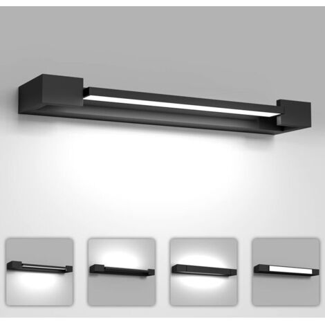 SABIR Lampe Miroir Led Salle de Bain, 12W 6000K, 42cm Miroir Armoire Éclairage Lampe, IP44 Étanche, Murale 180° Rotatif Lumière Miroir Moderne, Schwarz