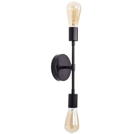 SABIR Lampe Miroir Salle de Bain Vintage , Applique Murale en Métal Noir Intérieure Lumière Miroir Salle de Bain, Douille E27, Longueur: 34cm, Ampoule non Incluse