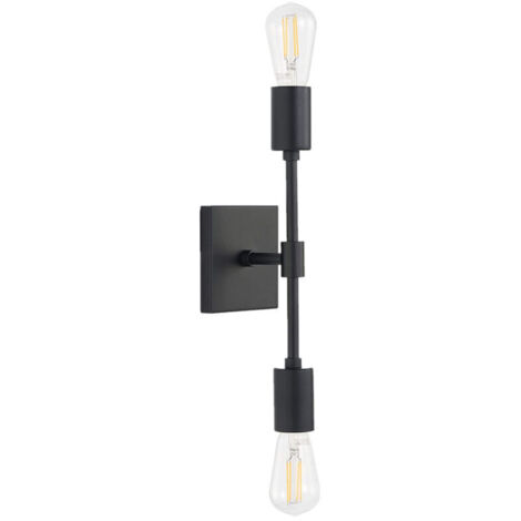 SABIR Lampe Miroir Salle de Bain Vintage avec 2 Lumières, Applique Murale en Métal Noir Intérieure Lumière Miroir Salle de Bain, Douille E27, Longueur: 40cm/15.75 pouces, Ampoule non Incluse