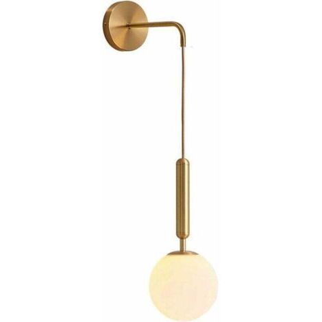 SABIR Lampe murale moderne E27 Globe de verre, lampe murale d'éclairage intérieur minimaliste nordique pour chambre à coucher, salon, allée, éclairage de nuit (blanc laiton,aucune source de lumière)