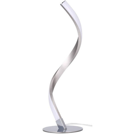 SABIR LED Lampe Chevet de Lecture en Arc, Lampe Table de Nuit Métal, Lumière de Blanc Chaud avec Prise, Déco Argent pour Salon, Chambre, Bureau